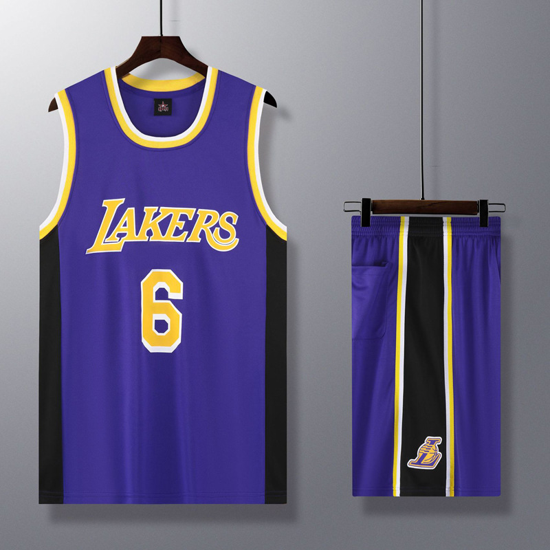 Fan Version Basketball Suit Set Lakers No. 6 James Game Performance Training Jersey New