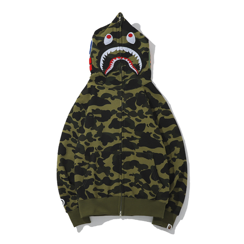 2023 AutumnWinter Men's Casual Shark Camouflage Hoodie Youth Casual Hooded Coat