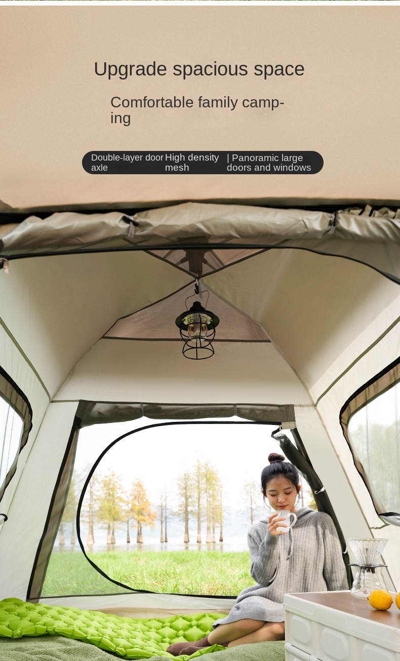 Portable Tent Outdoor Camping Canopy Integrated 2-in-1 Automatic Quick Opening Rain Proof