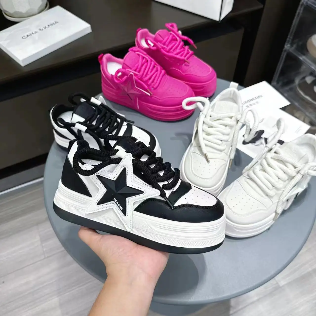 Women's Platform Sneakers Star Design Casual Outdoor Sneakers Tennis Shoes Sneakers