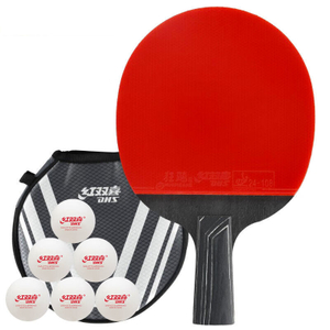 Red Double Happiness DHS Professional Star Diamond Table Tennis Racket Single Shot All-in-one Straight Shot Wild D02-S Black Flare with Racket Cover