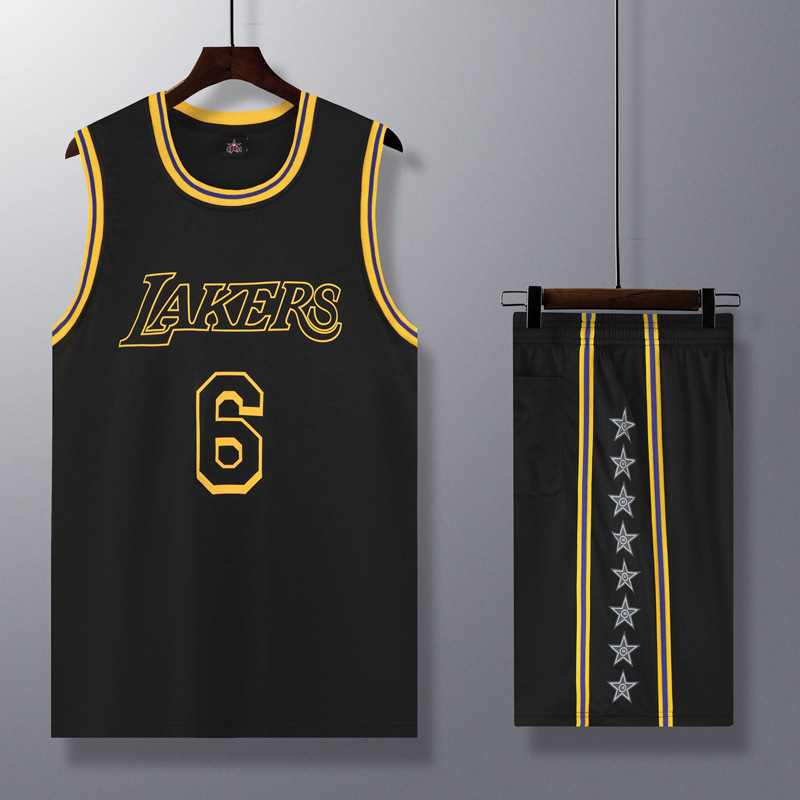 Fan Version Basketball Suit Set Lakers No. 6 James Game Performance Training Jersey New