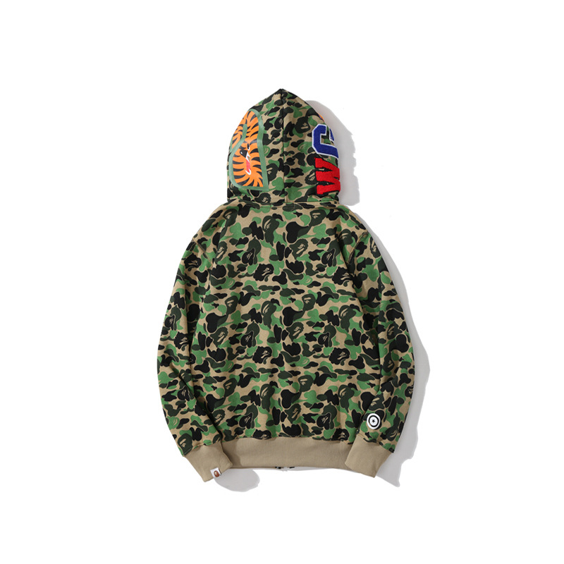 2023 Autumn And Winter Foreign Trade Men And Women's Fashion Brand Shark Head Camouflage Bottom Double Hat Casual Hoodie
