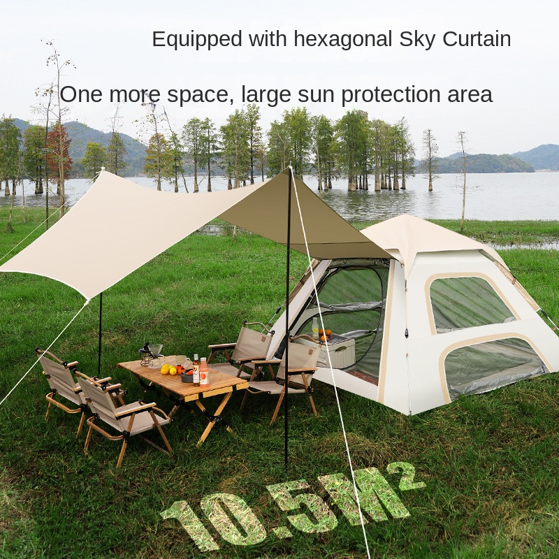 Portable Tent Outdoor Camping Canopy Integrated 2-in-1 Automatic Quick Opening Rain Proof