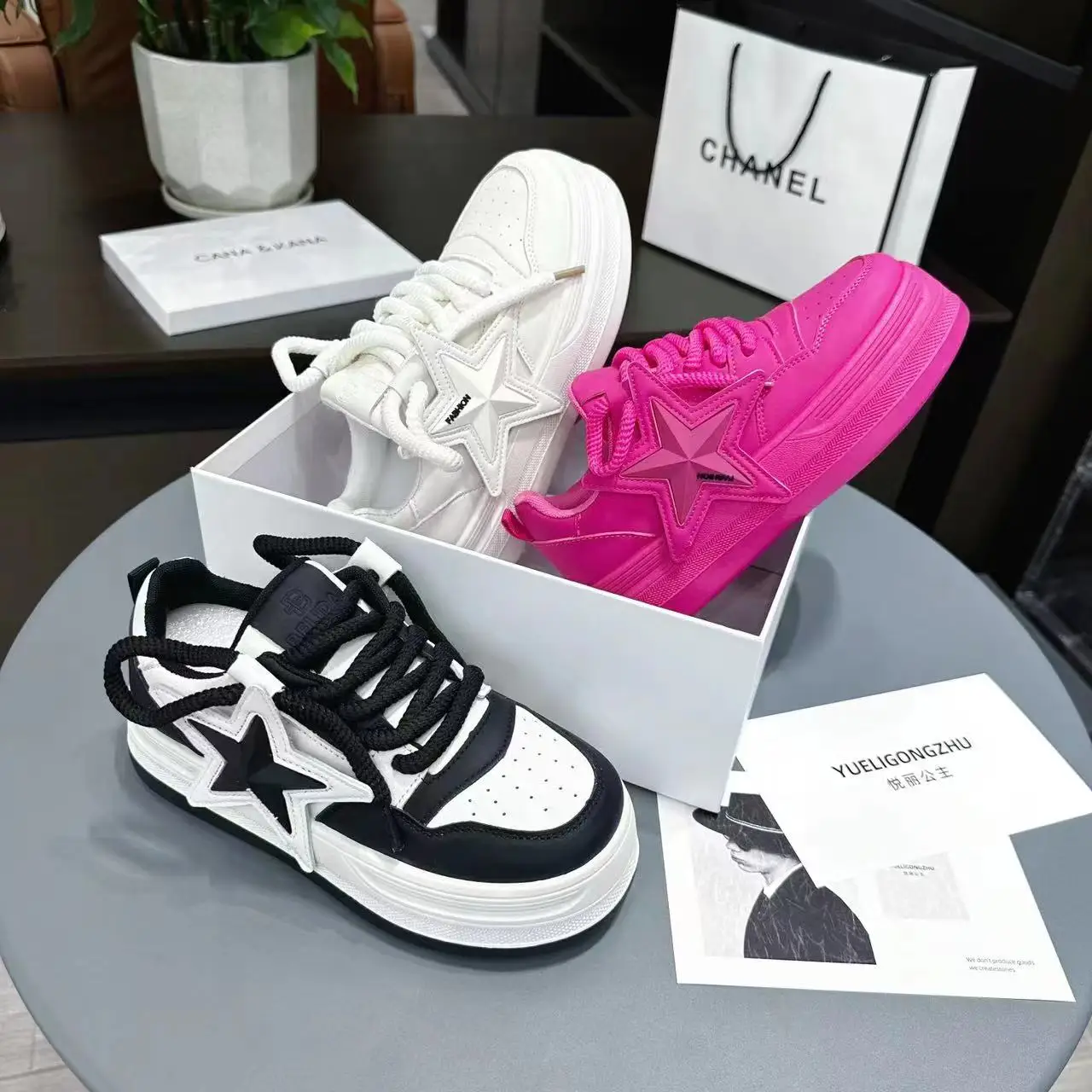 Women's Platform Sneakers Star Design Casual Outdoor Sneakers Tennis Shoes Sneakers