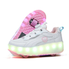 Kids Swivel Buckle Two Wheels USB Charging Sneakers LED Light Roller Skate Shoes For Children Fashion Boys Girls Luminous Shoes