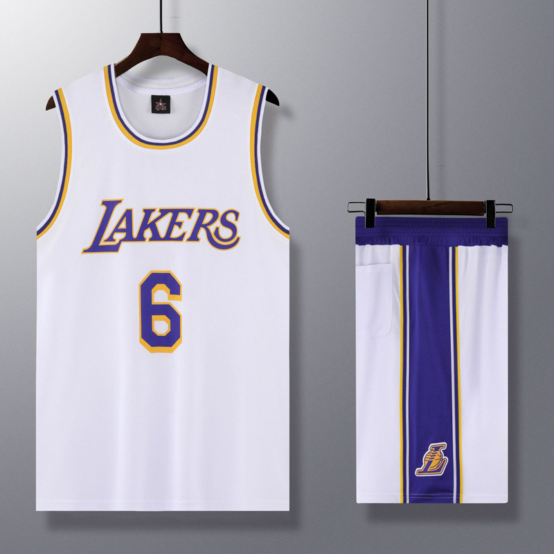 Fan Version Basketball Suit Set Lakers No. 6 James Game Performance Training Jersey New