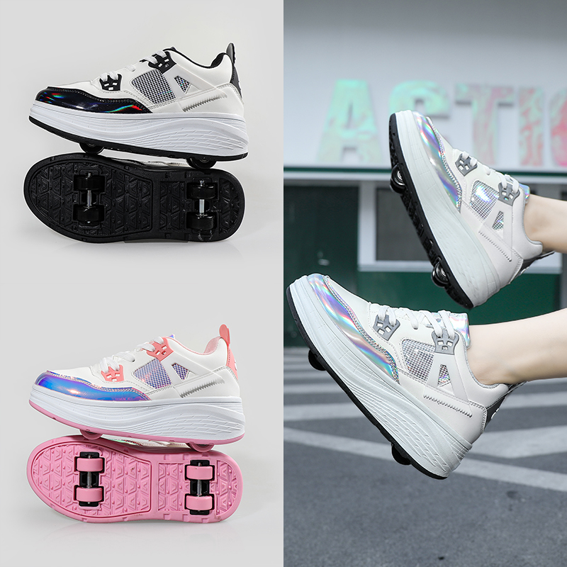 2023 The Latest Usb Rechargeable Roller Skates Glow with Wheels Walking Shoes Roller Skates for Boys And Girls