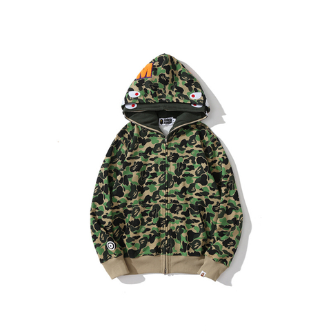 2023 Autumn And Winter Foreign Trade Men And Women's Fashion Brand Shark Head Camouflage Bottom Double Hat Casual Hoodie