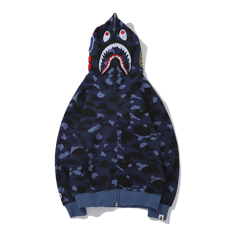 2023 AutumnWinter Men's Casual Shark Camouflage Hoodie Youth Casual Hooded Coat