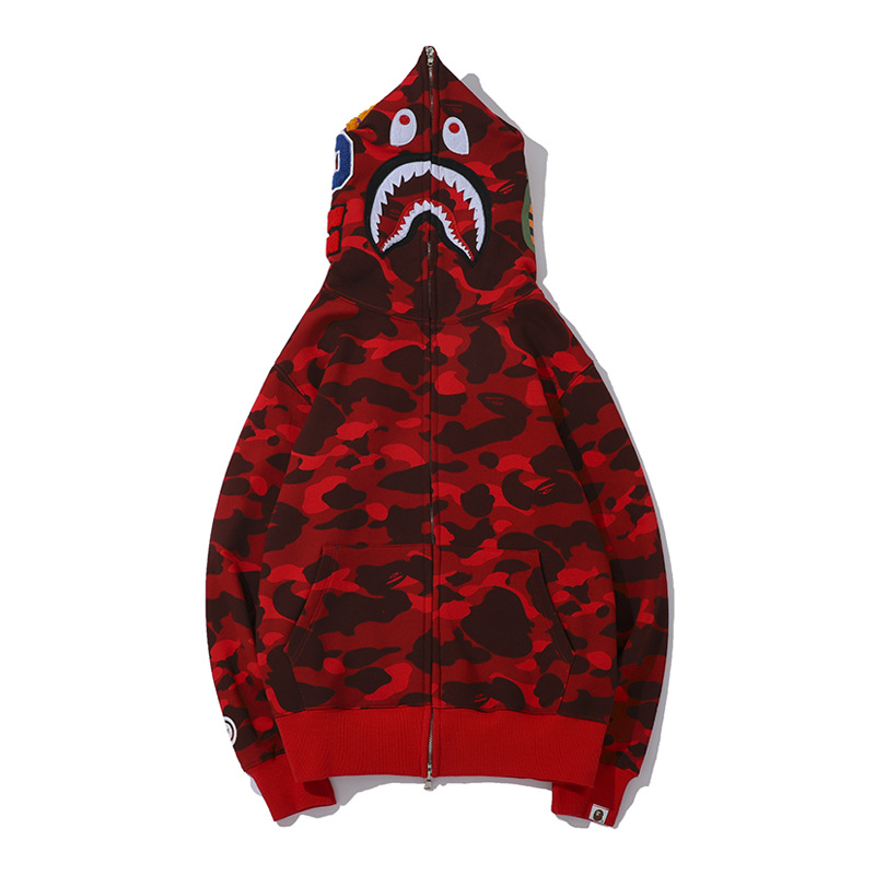 2023 AutumnWinter Men's Casual Shark Camouflage Hoodie Youth Casual Hooded Coat
