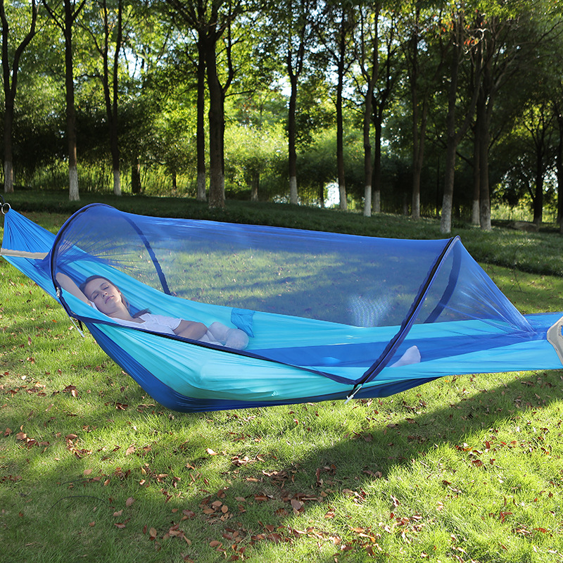 New Quick-opening Hammock with Mosquito Net Single And Double Parachute Cloth Outdoor Camping Mosquito Swing
