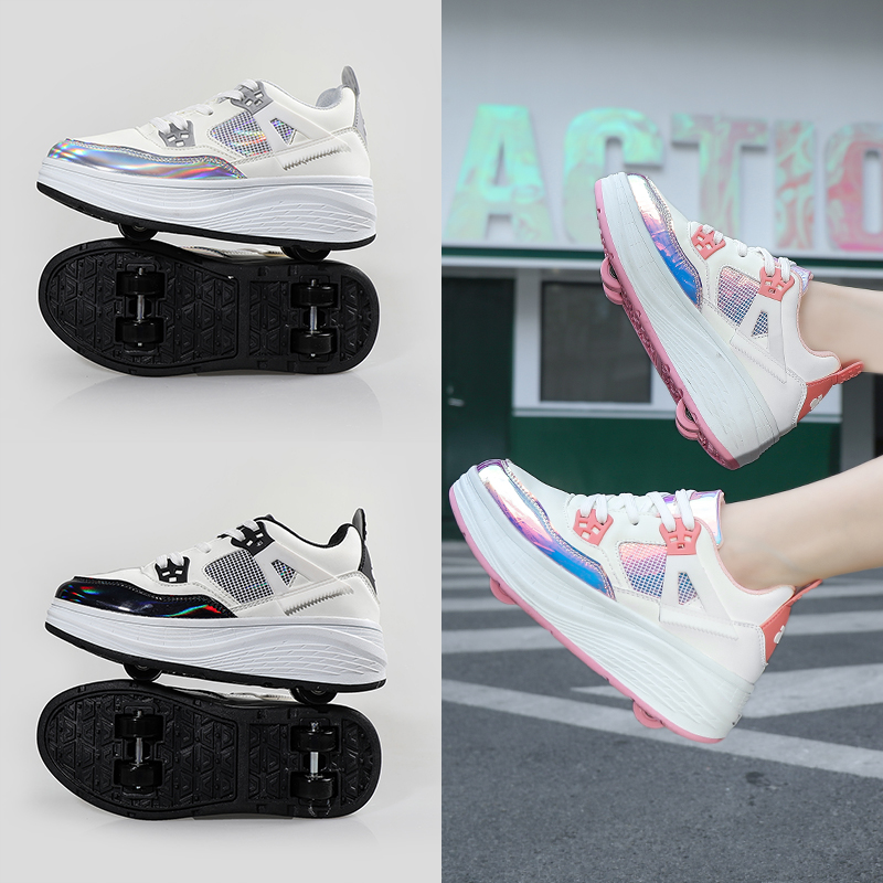 2023 The Latest Usb Rechargeable Roller Skates Glow with Wheels Walking Shoes Roller Skates for Boys And Girls