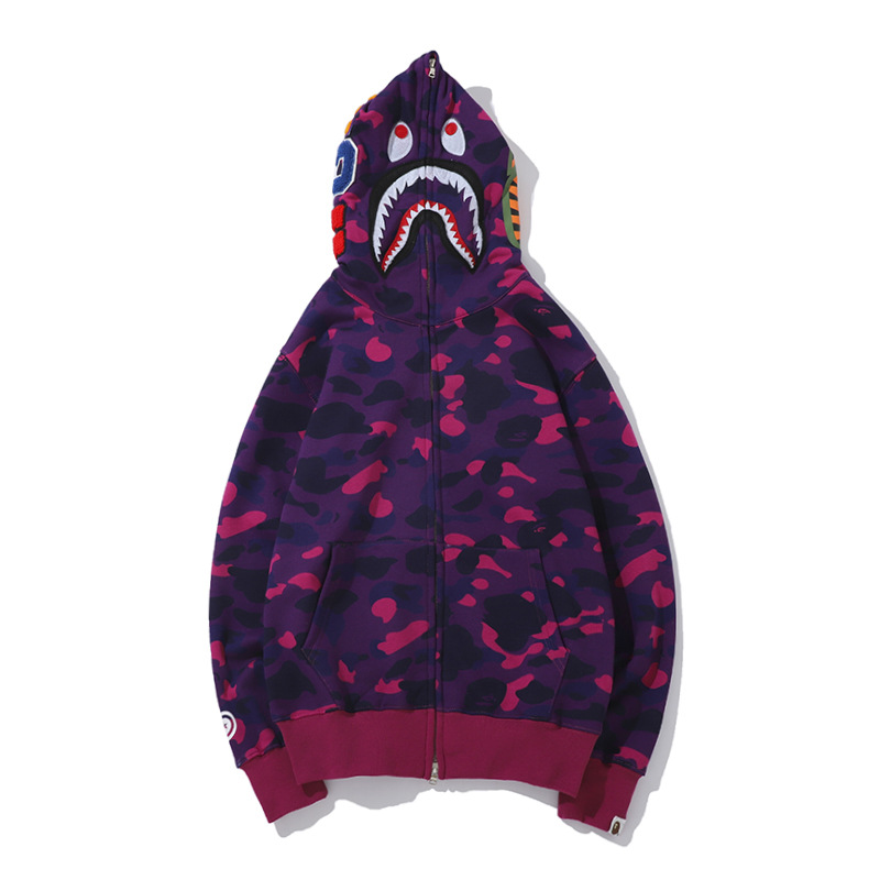 2023 AutumnWinter Men's Casual Shark Camouflage Hoodie Youth Casual Hooded Coat