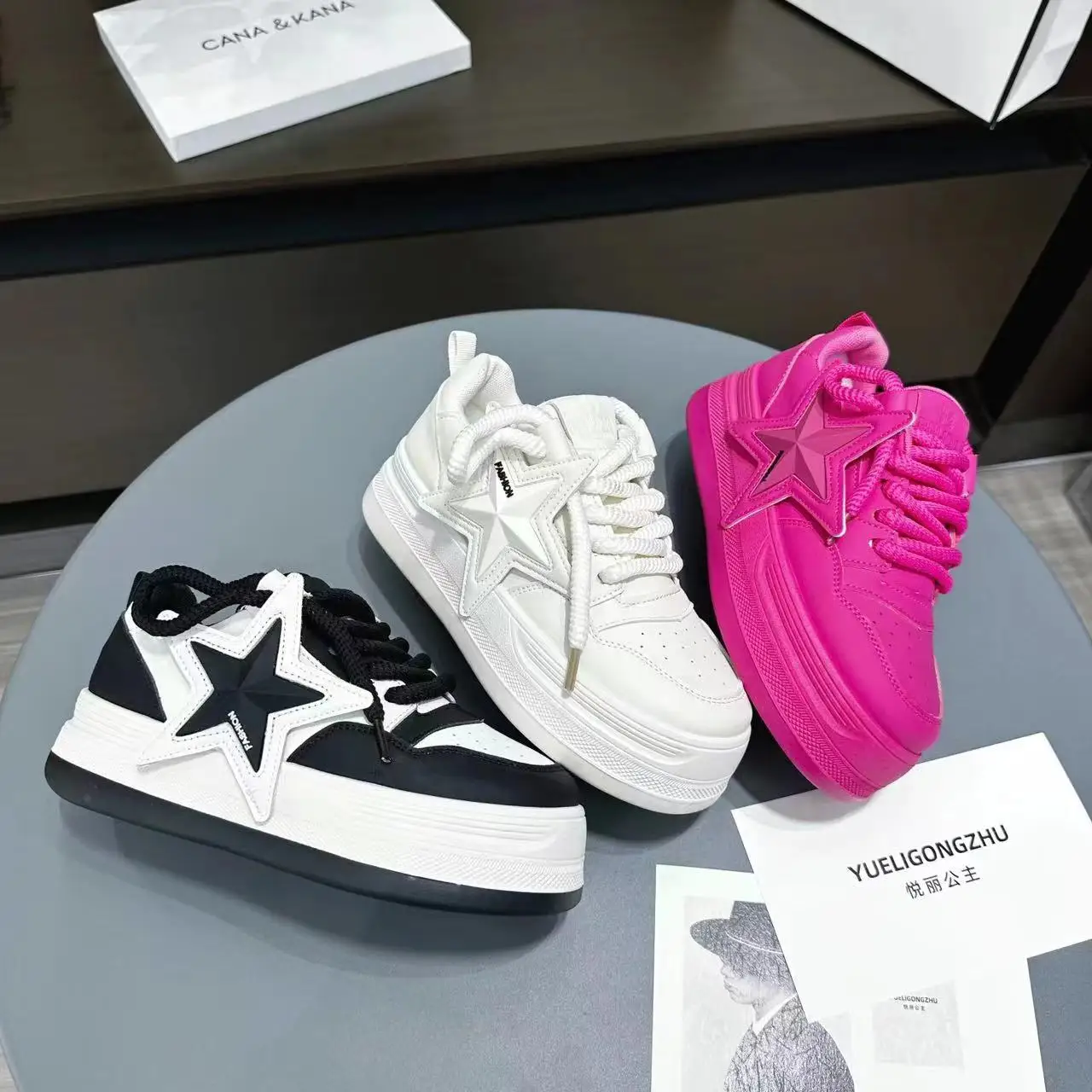Women's Platform Sneakers Star Design Casual Outdoor Sneakers Tennis Shoes Sneakers