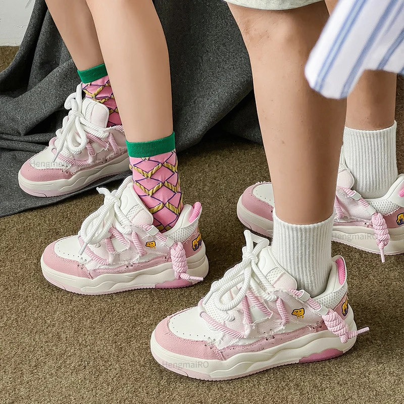 Women Shoes for Men Tennis Retro Y2K Punk Canvas Leather Skateboard Shoes Fashion Male Sneakers Couple Outdoor Sport Casual Shoe