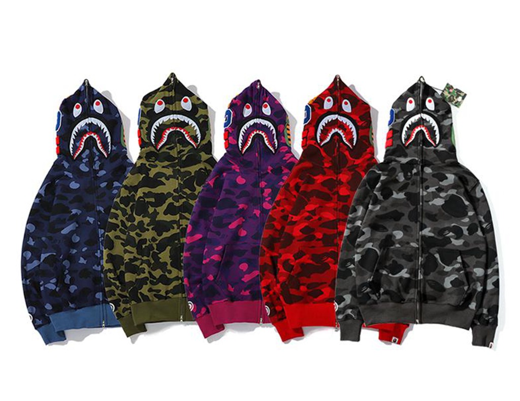 2023 AutumnWinter Men's Casual Shark Camouflage Hoodie Youth Casual Hooded Coat