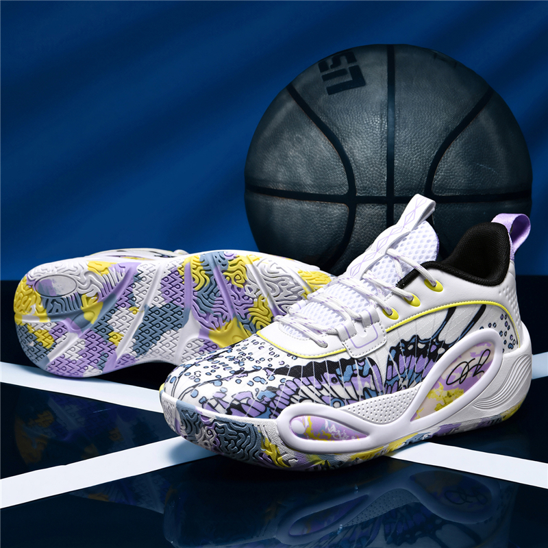 Spring And Autumn's New Basketball Shoes Colorful Graffiti Basketball Shoes, Trendy Style, Durable And Elastic Men's Shoes for Teenagers And Students