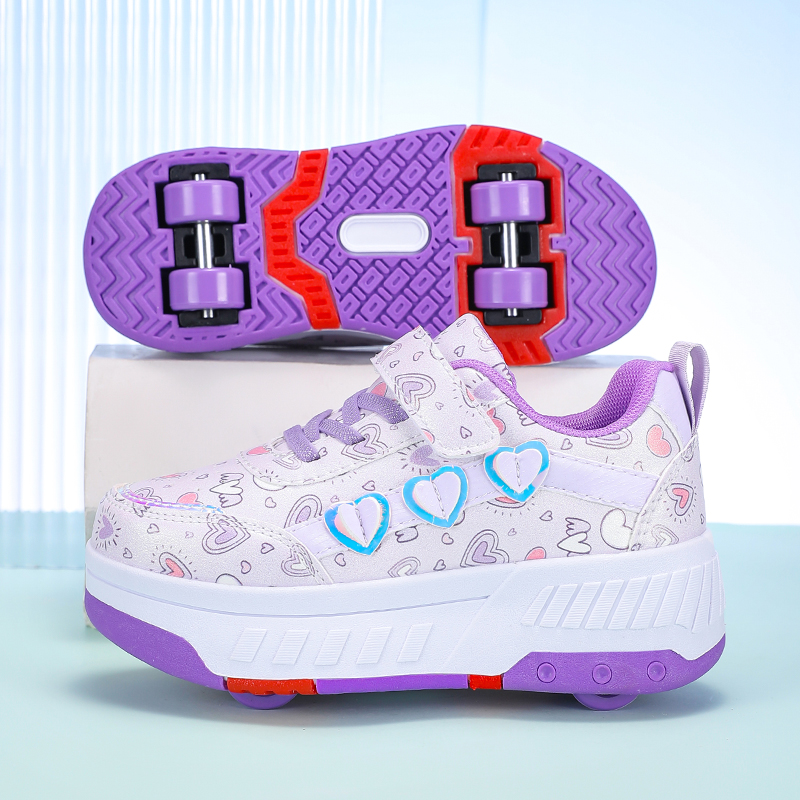 New Four-wheel Freestyle Shoes for Children And Girls Skate Shoes with Breathable Mesh Upper, Featuring Wheels