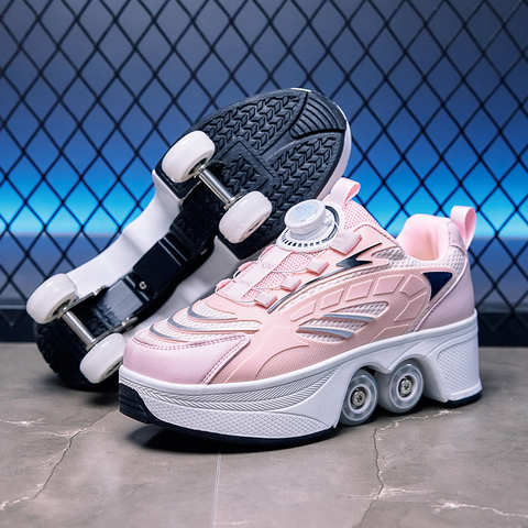 Four-wheel Deformable Studded Shoes Men's And Women's Roller Skates, Ice Skates, Children's Double-wheel Comfortable Sports Shoes