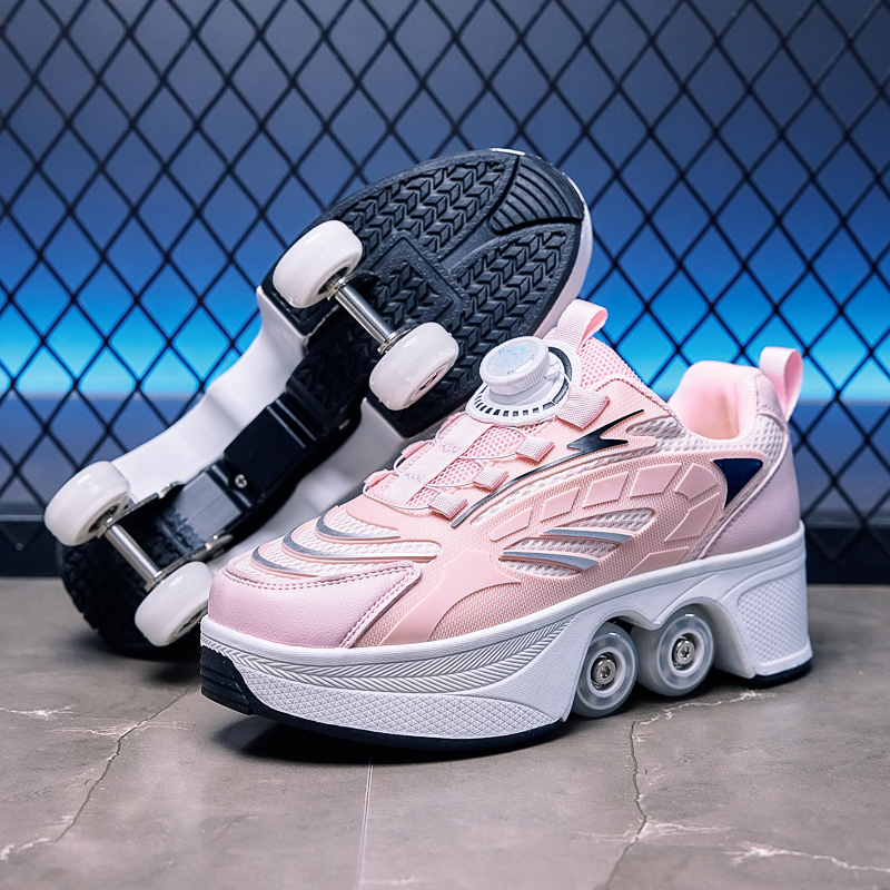 Four-wheel Deformable Studded Shoes Men's And Women's Roller Skates, Ice Skates, Children's Double-wheel Comfortable Sports Shoes