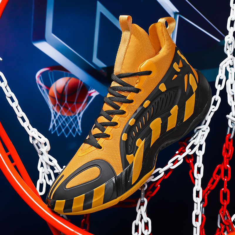 Men's And Women's Basketball Shoes Lightweight Shock-absorbing Anti-slip Wear-resistant Breathable Mesh Upper Comfortable for Students' Sports Activities High-top Combat Boots