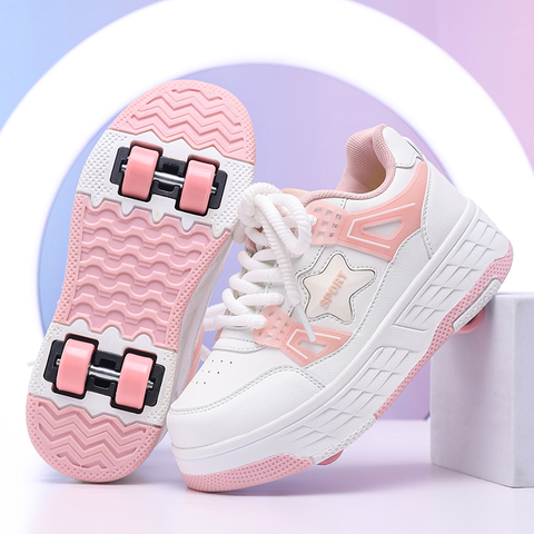 The New 2026 Model of Roller Shoes for Girls Features A Hidden Retractable Four - Wheel Roller Skates.