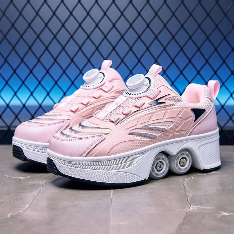 Four-wheel Deformable Studded Shoes Men's And Women's Roller Skates, Ice Skates, Children's Double-wheel Comfortable Sports Shoes