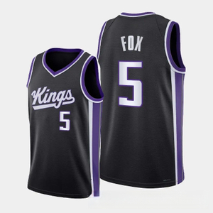 24th Season Kings Team 5# Fox (Foxtrot) Men's Alphanumeric Embroidered Basketball Sportswear, Breathable And Comfortable Basketball Vest, Basketball Game Training Casual Wear, Sports Top, Fashionable 