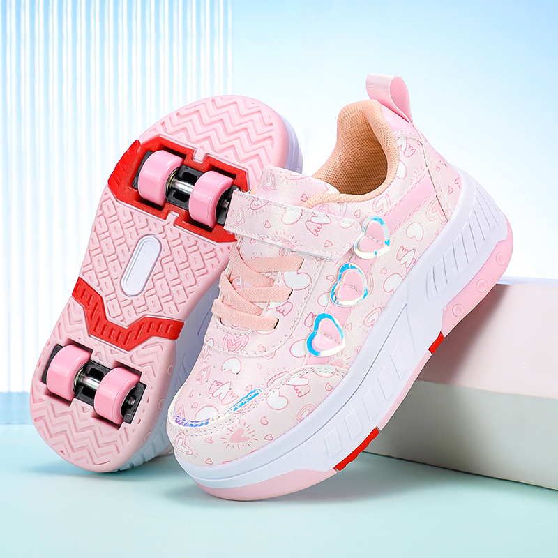 New Four-wheel Freestyle Shoes for Children And Girls Skate Shoes with Breathable Mesh Upper, Featuring Wheels