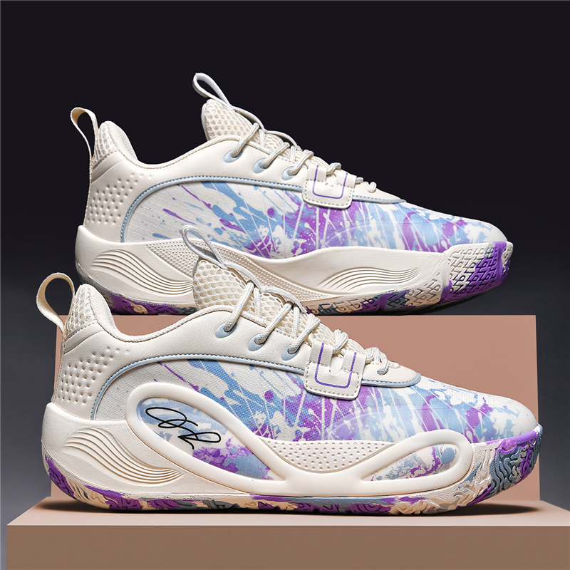 Spring And Autumn's New Basketball Shoes Colorful Graffiti Basketball Shoes, Trendy Style, Durable And Elastic Men's Shoes for Teenagers And Students