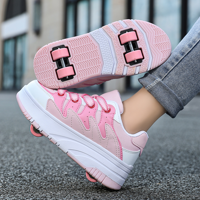 Children's Roller Skates, Children's Mesh Upper Four-wheel Leisure Walking Shoes, Boys' And Girls' Children's Shoes, Children's Skating Shoes