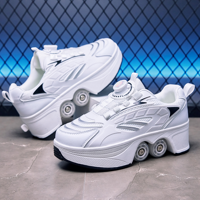 Four-wheel Deformable Studded Shoes Men's And Women's Roller Skates, Ice Skates, Children's Double-wheel Comfortable Sports Shoes