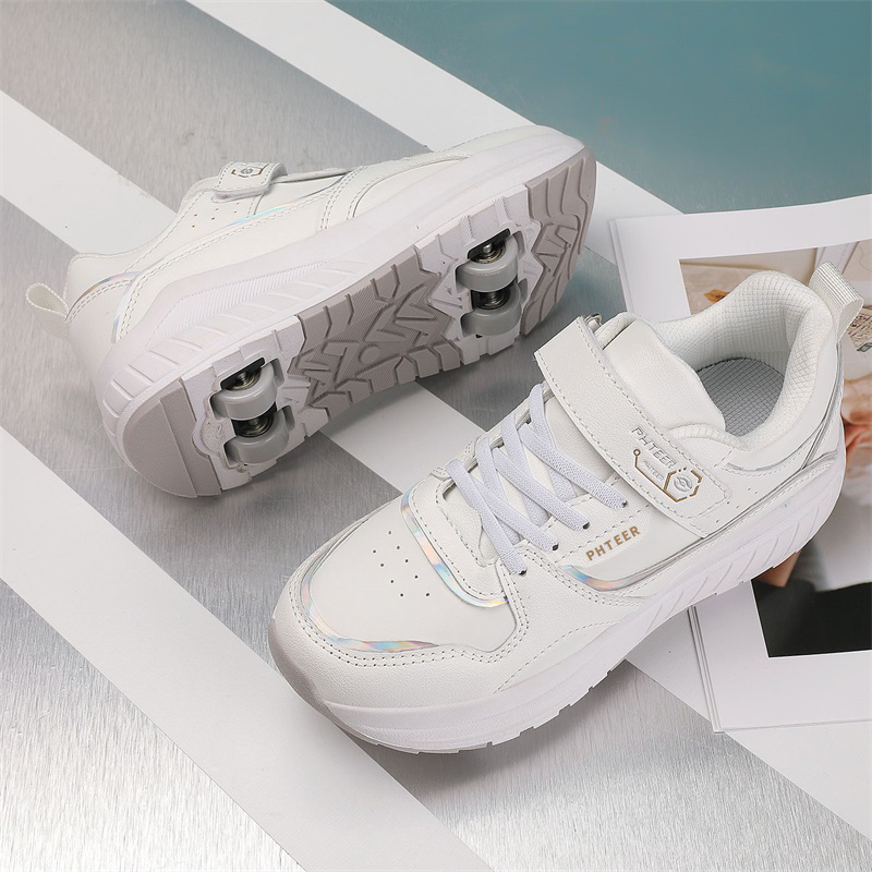 Student Transforming Shoes Boys And Girls' Internet Celebrity Strolling Shoes for Children - Double-row Four-wheeled High-level Appearance with Wheels for Outdoor Sports