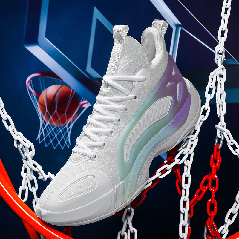 Men's And Women's Basketball Shoes Lightweight Shock-absorbing Anti-slip Wear-resistant Breathable Mesh Upper Comfortable for Students' Sports Activities High-top Combat Boots