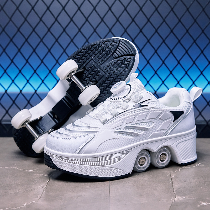 Four-wheel Deformable Studded Shoes Men's And Women's Roller Skates, Ice Skates, Children's Double-wheel Comfortable Sports Shoes