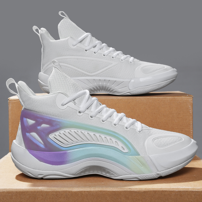 Men's And Women's Basketball Shoes Lightweight Shock-absorbing Anti-slip Wear-resistant Breathable Mesh Upper Comfortable for Students' Sports Activities High-top Combat Boots