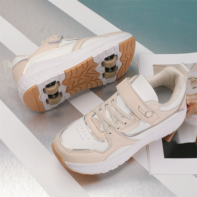 Student Transforming Shoes Boys And Girls' Internet Celebrity Strolling Shoes for Children - Double-row Four-wheeled High-level Appearance with Wheels for Outdoor Sports